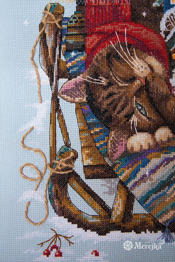 Merejka Santa is Coming! Christmas Cross Stitch Kit - Festive DIY Craft Merejka Santa is Coming! Christmas Cross Stitch Kit - Festive DIY Craft