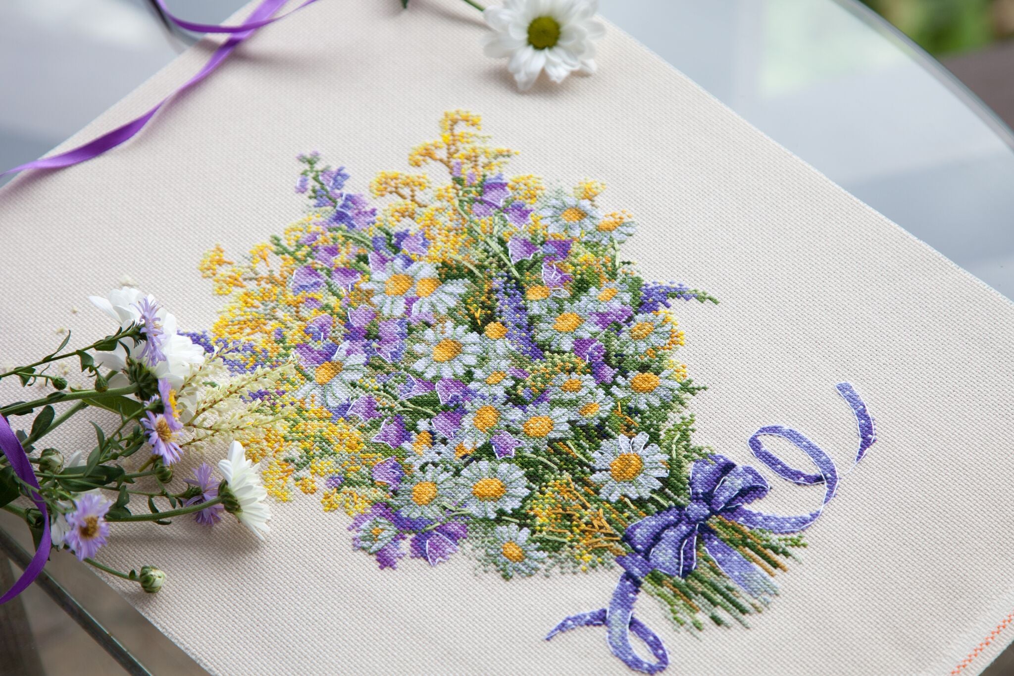 Merejka Kreuzstich Set Sommerwiese, Zählmuster, 14x14cm